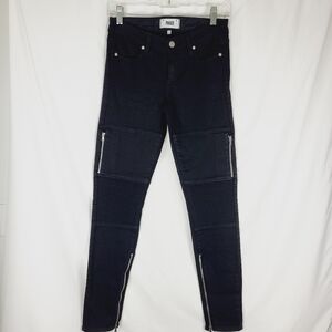 Paige Moto Style Skinny‎ Black Jeans Ankle Zip Size 25 2 Denim Pant Emo Grunge